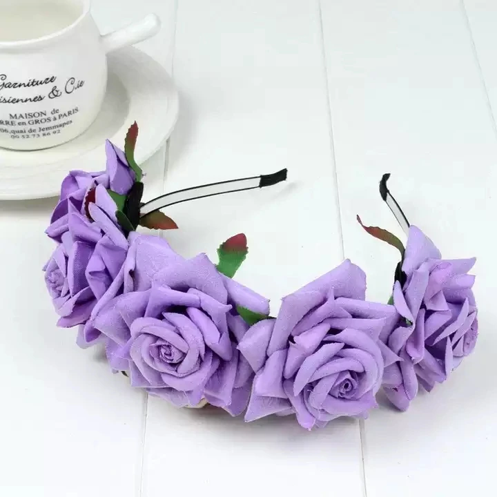 Halloween Rote Rose Haar Band hairhoop Cosplay Kostüm Party Flanell Blumen Krone Stirnband Festival Haar Girlande Hochzeit Headpie – Detail 11