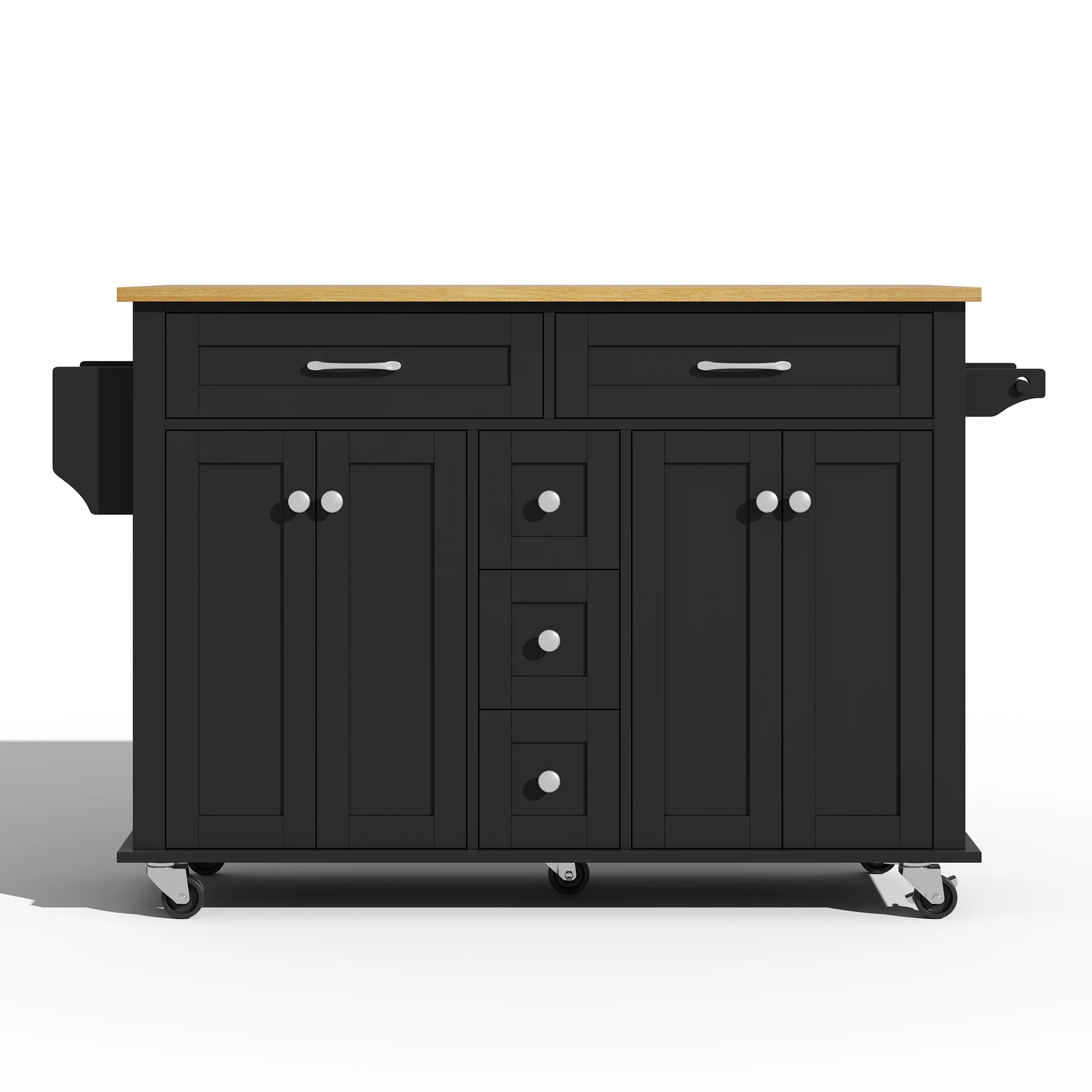 Multifunktionaler Küchenwagen mit ausklappbarer Arbeitsplatte, erweiterbar auf 120×65 cm, mit 5 Schubladen, Schränken, Gewürz- und Handtuchhaltern – Detail 24