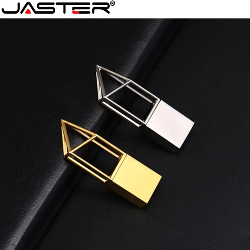 Usb Flash Drive Flash Drive JASTER USB Flash Drive 2.0 Mini Metal Cutout Silver Gold 4GB 8GB 16GB 32GB USB Stick Pen Drive Free Perfect Gift