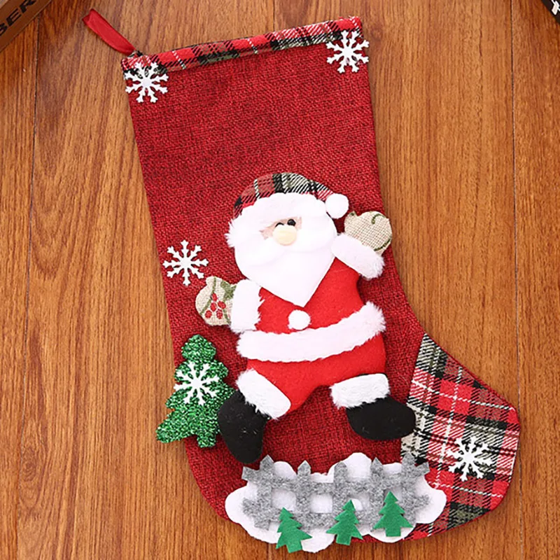 (1 Pcs)Christmas Socks Gift Bags Christmas Decorations Hanging Holiday Party Decoration Atmosphere Props DIY Candy Gift Bags
