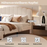 Rosahqnda 140/160*200см двуспальная кровать бежевый Тедди изголовье каркас кровати с деревянной стойкой без матраса Молодежные кровати — изображение 6