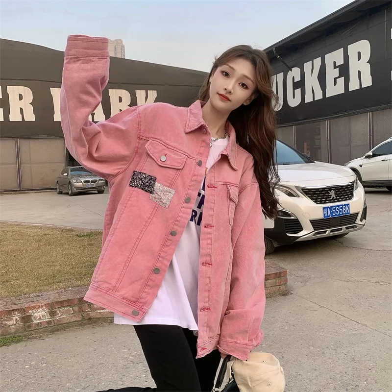 

2022 New Denim Collar Solid Long Sleeve Jacket Top Coat Free Shipping