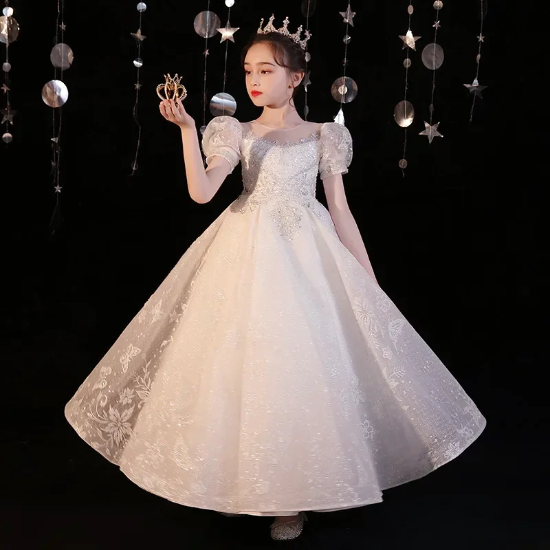

Платье для девочки с цветами Новинка Весна 2024 милое платье для девочки для выступления на пианино для хозяйки понга Ша платье принцессы