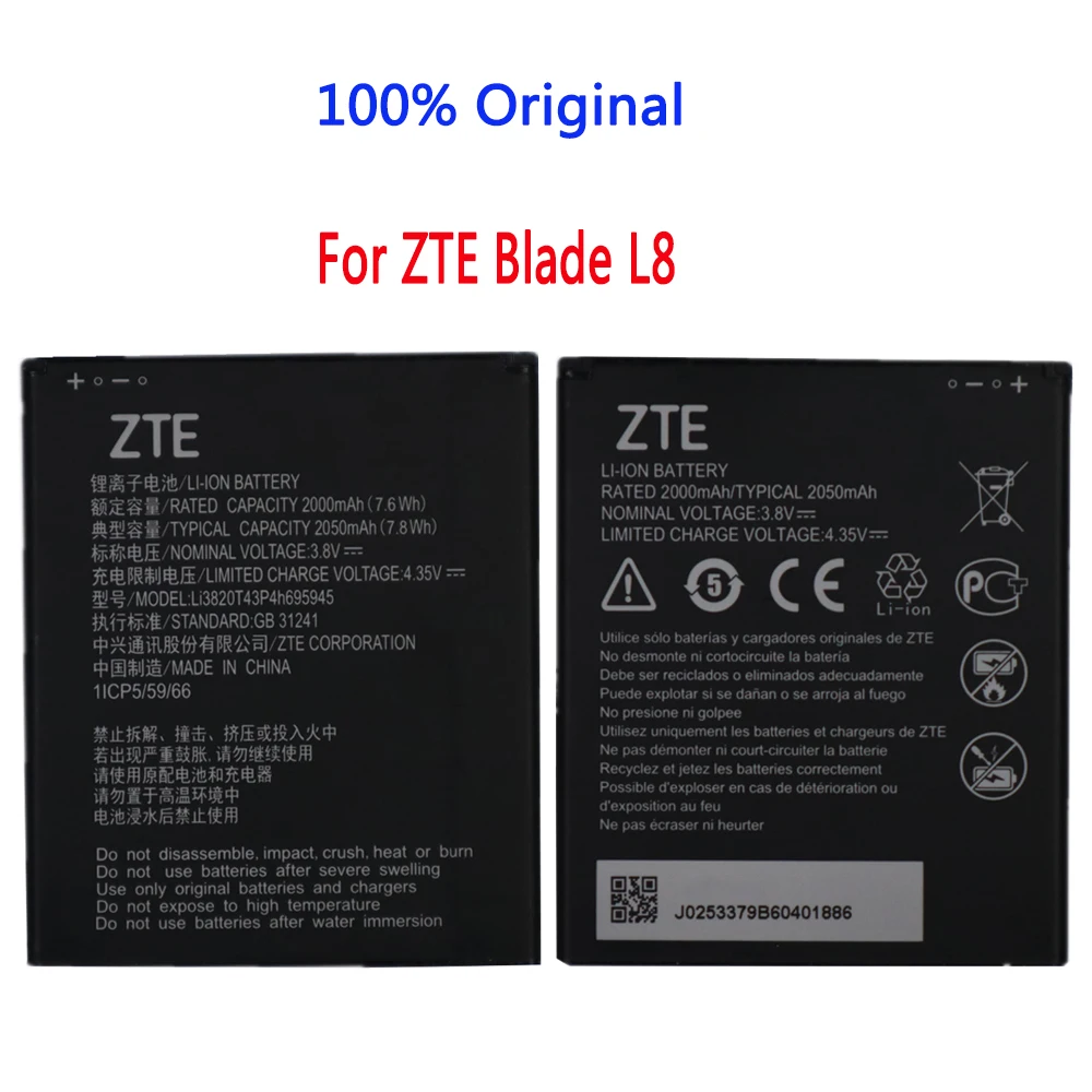 

100% New Original For ZTE Blade L8 Battery Li3820T43P4h695945 2050mAh For ZTE Blade A3 2019 High Quality Battery Batteries