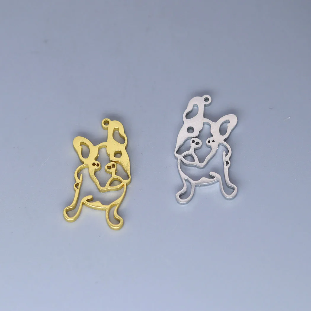 

5pcs/lot French Bulldog Women Pug Dog Charm Pendants Making DIY Stainless Steel Handmade Finding Jewelry