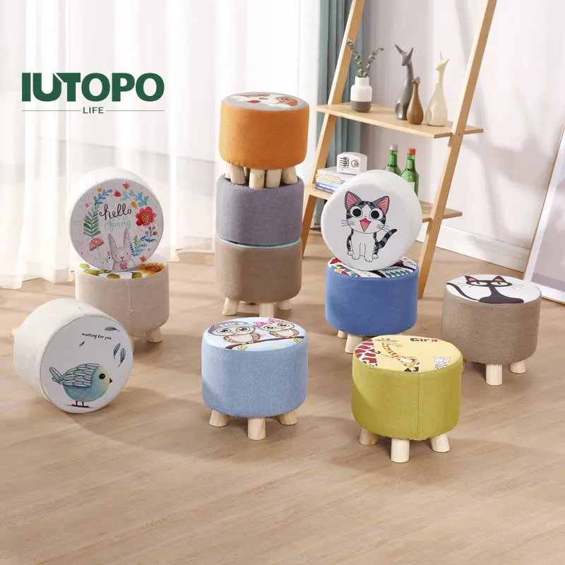 IUTOPO Nordic Pouf Stool Hallway Ottoman Living Room Furniture Fabric Ottoman Changing Shoe Stool Children Creative Round Pouf