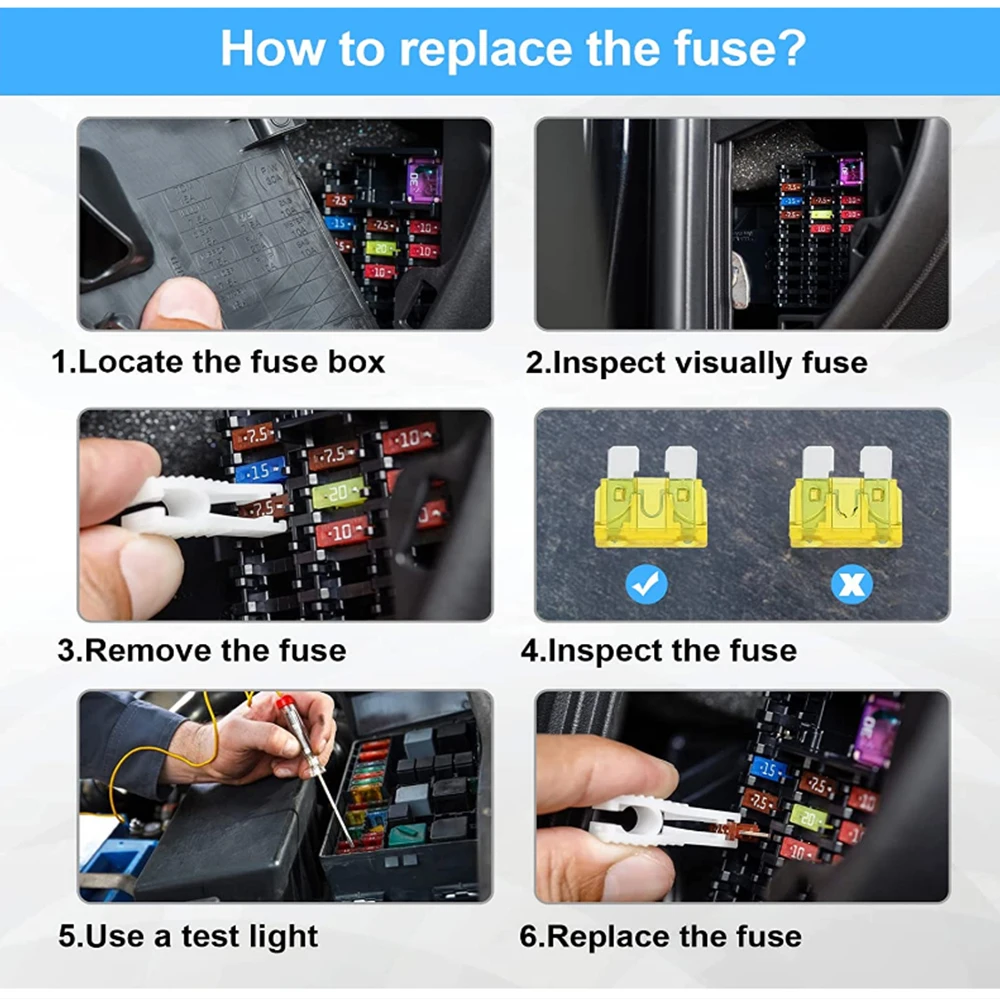 MulWark 120pc ClearMark Assorted Auto Mini Car Truck Blade Fuses Set  5A 7.5A 10A 15A 20A 25A 30A   ATM Automotive Replacement Auto Fuse Assortment Kit W/A Puller  For Boat,Marine,RV,SUV,Trike