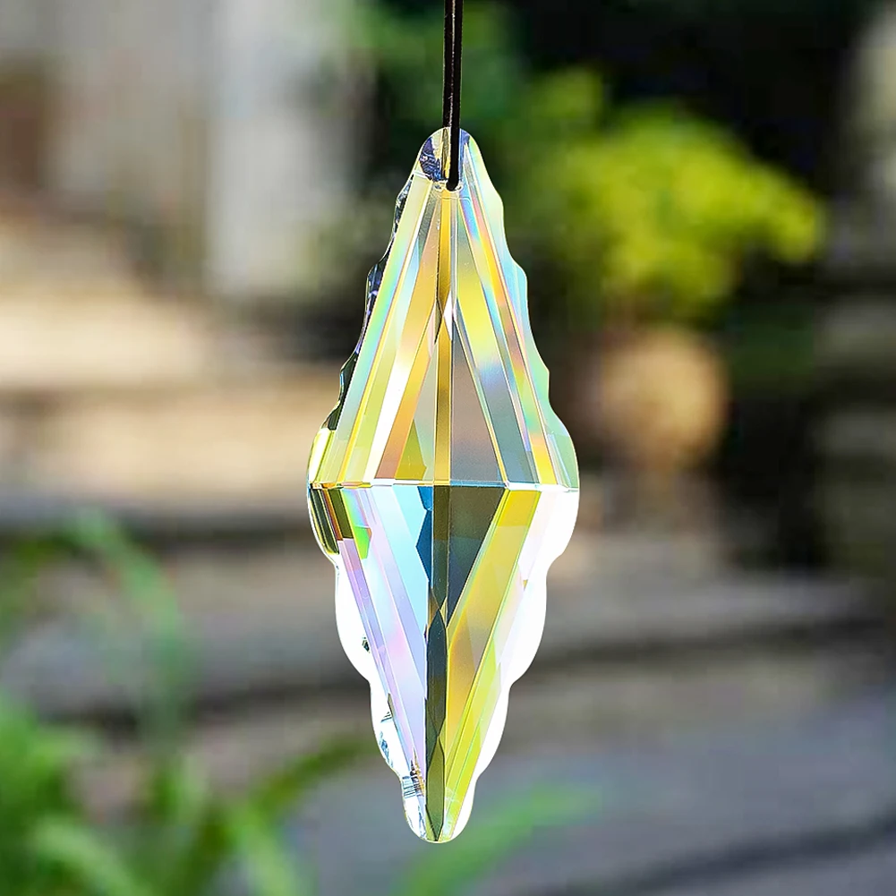 Double Pointed Prism Pendant Crystal Lucky Knot Rainbow Maker Suncatcher 120mm Living Room Chandelier Accessories