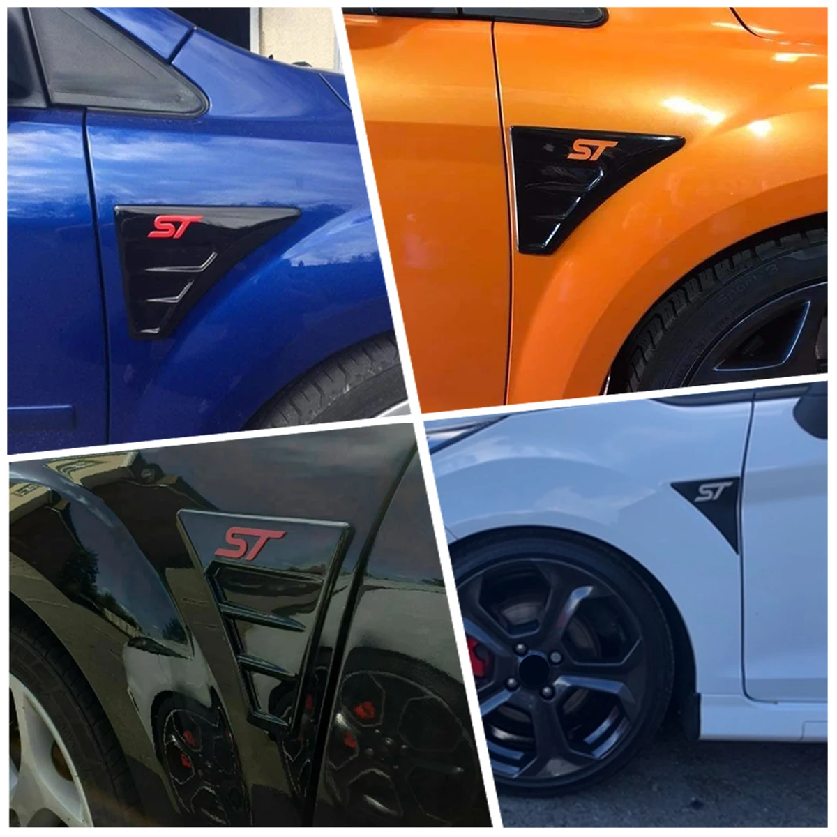 Red /Blue Car Side Vent Fender Spoiler Outflow Vent Sticker For Ford Focus MK2 All Models ST Style Wing Vents Cover