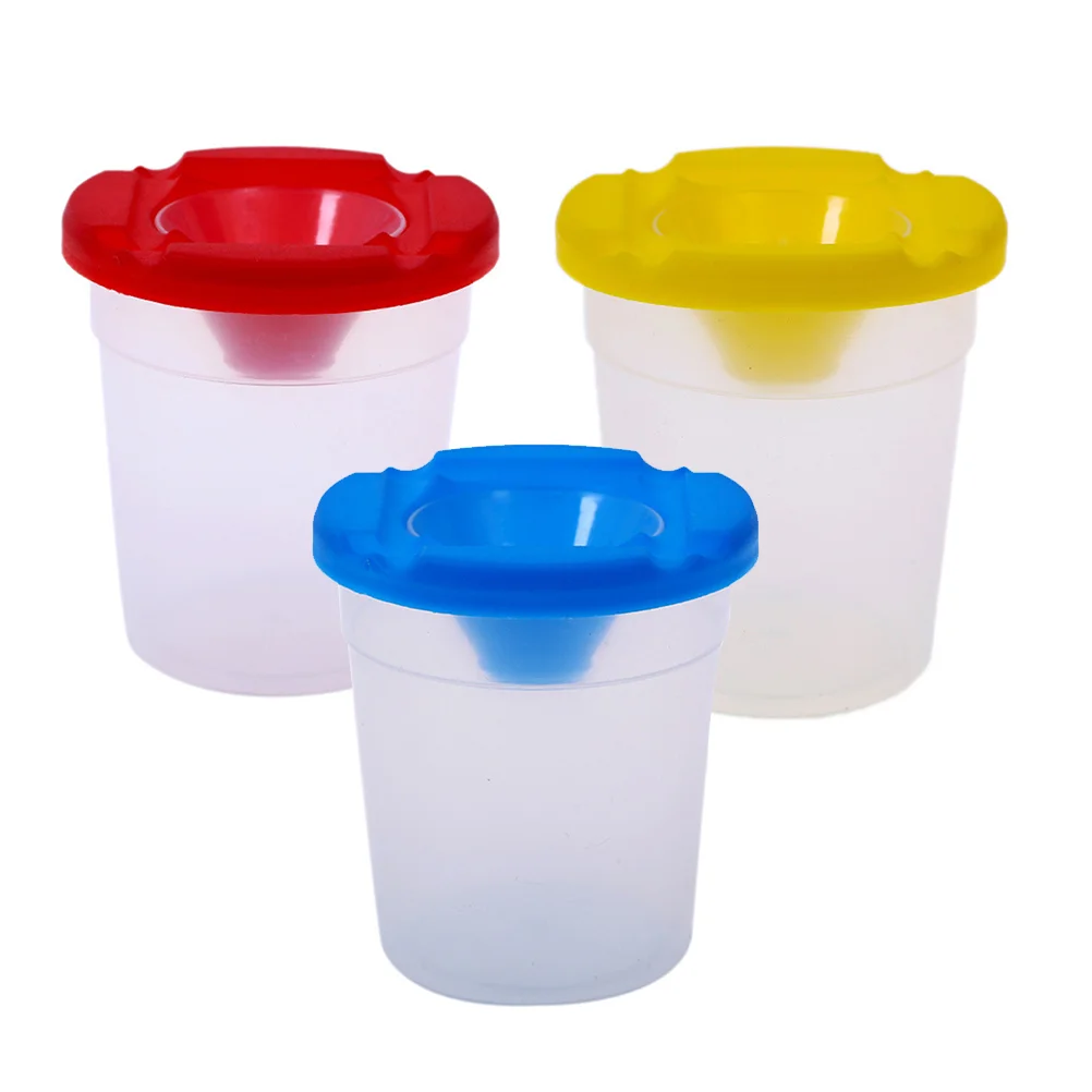 6 Pcs Spill Proof Kids Paint Cups Brush Washing Toning Supplies Child Watercolor 3
