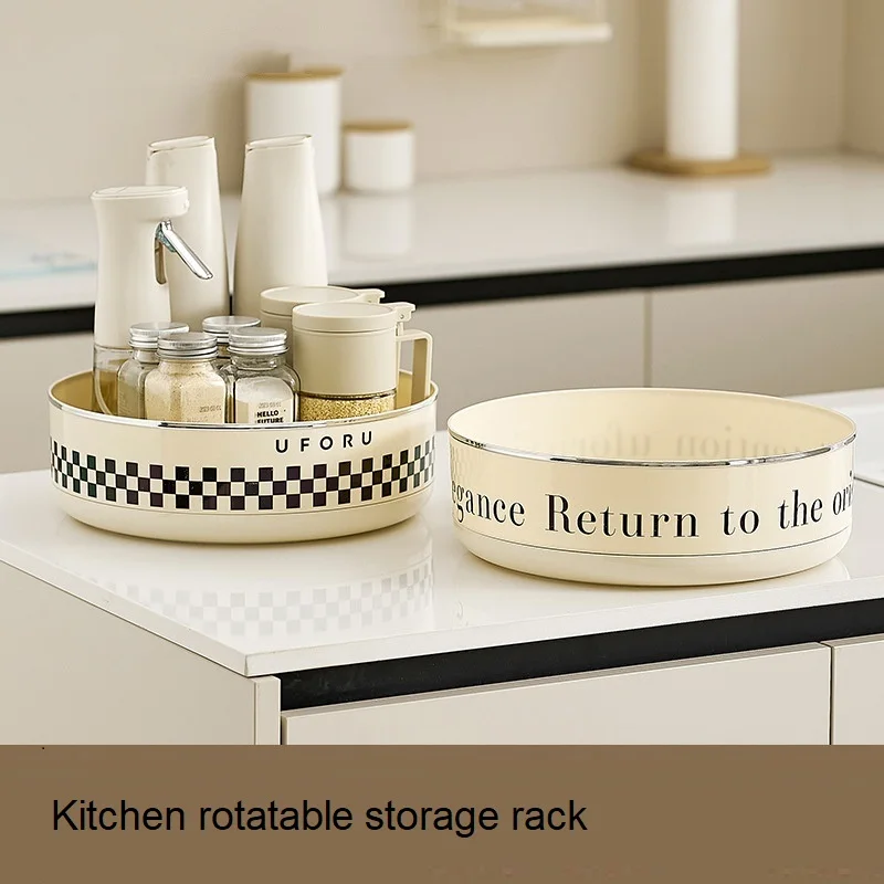 New 360 Degree Rotatable Round Tray Multi Purpose Storage Tray Rotating Storage Rack Kitchen Bathroom Organization