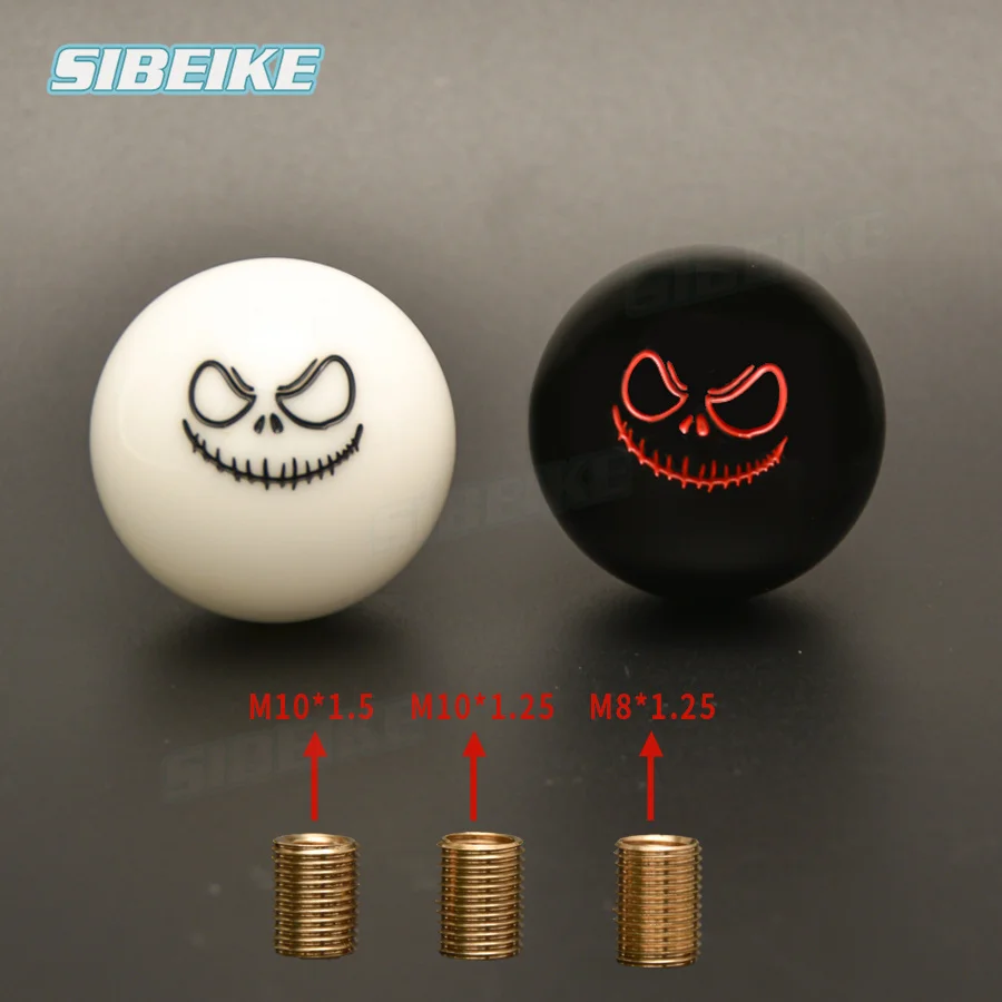 UniversalJDMGhostSmileFaceBallWhiteBlackManualGearStickShiftKnobShifterEvilJack.jpg