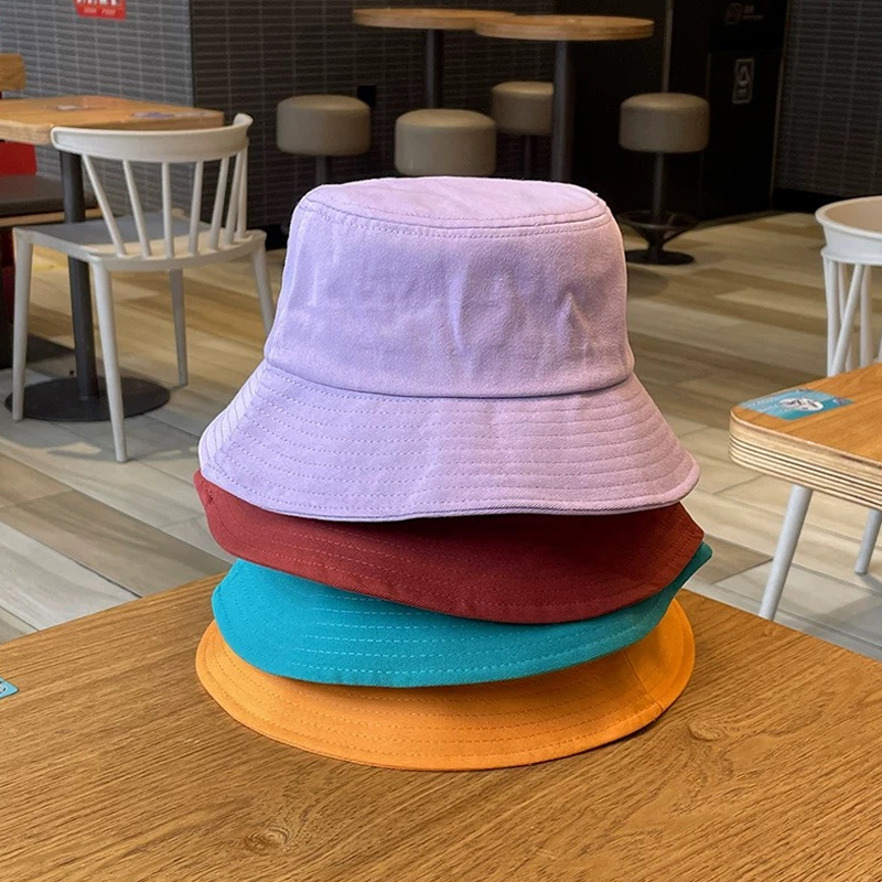 Cotton Summer Bucket Hat Children Candy Color Outdoor Customized Hat Running Hiking Cap Basin Breath Casual Leisure Beach Cap
