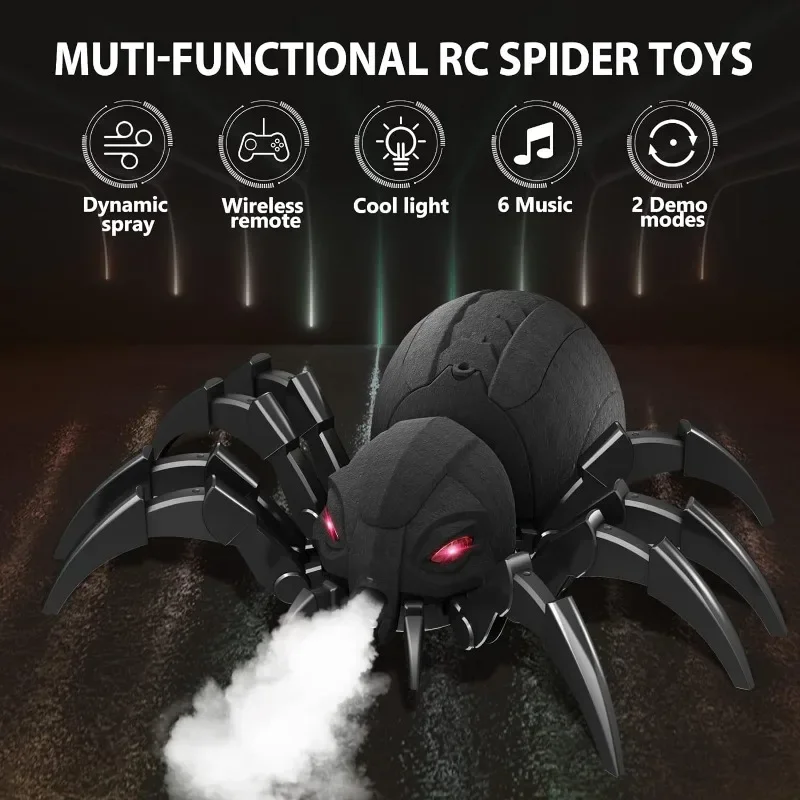 Halloween Easter Toys for Kids RC Spider Robot Remote Control with Spray/Light/Music Gifts for 6 -12 Year Old Boys