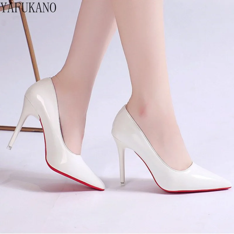 White Black Sexy Stiletto High Heels Classic Womens Pumps 6cm/10cm Party Wedding Shoes Fashion Pointed Toe Red Sole Single Shoes 5