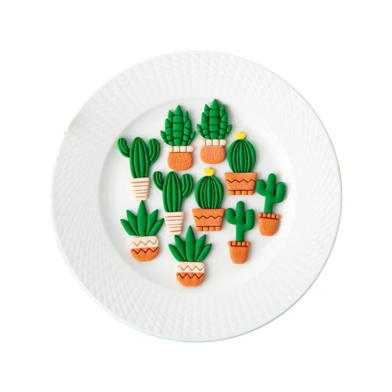 

Potted Plant Clay Cutter Cactus Pattern Plastic Earring Jewelry Pendant Moulds X3UD