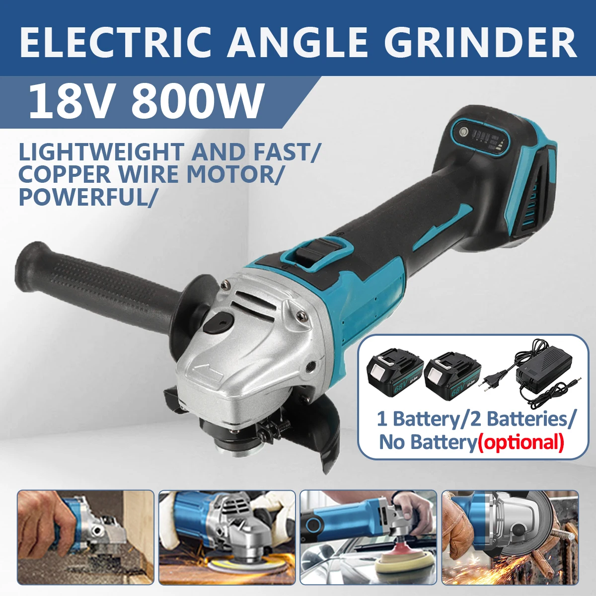 125mm/100mm 800W Angle Grinder Electric Cordless Impact Polish Cutting Machine Rechargeable Power Tools for 18V Makita Battery lithium battery brushless angle grinder electric wrench 2 in 1 21v drill impact electric drill