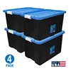 HART 27 Gallon Heavy Duty Latching Plastic Storage Bin Container, Black, Set of 4 1