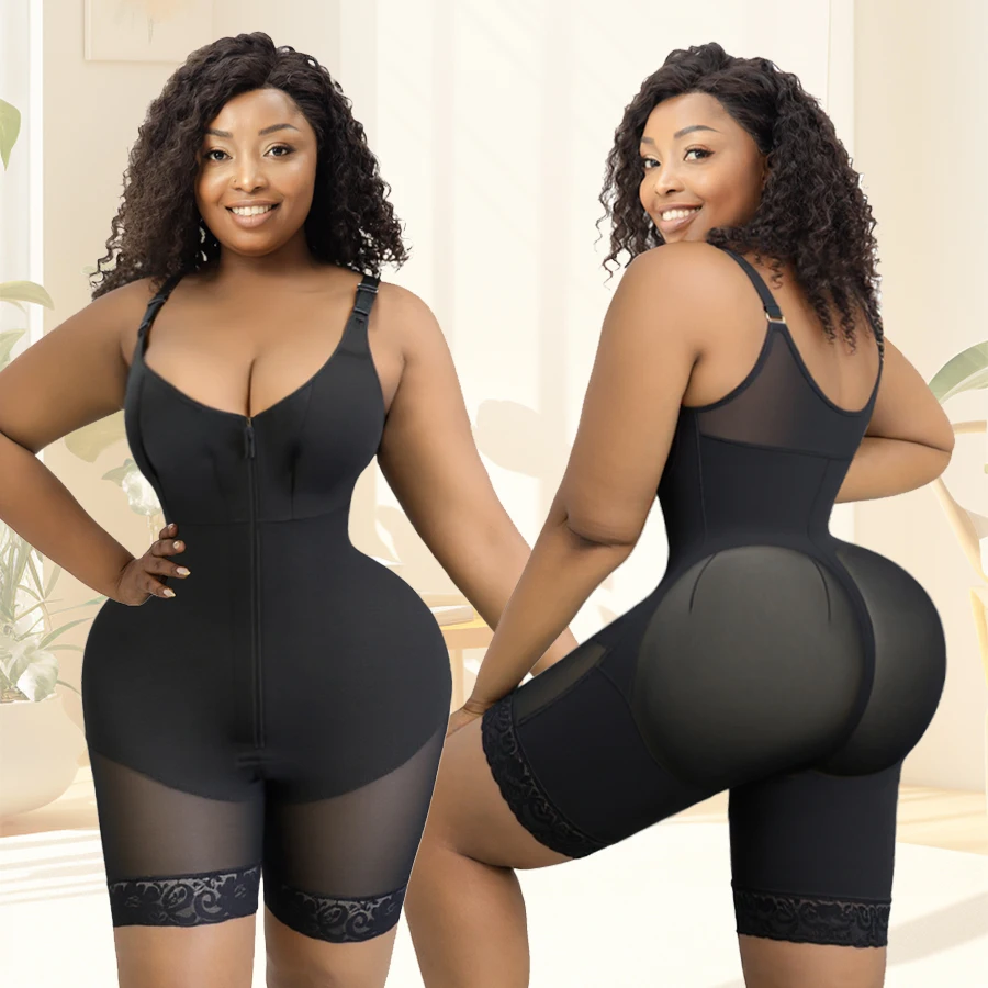 Zip-front shapewear detail with smooth fabric, secure closure, and supportive fit Tummy Control Shaper