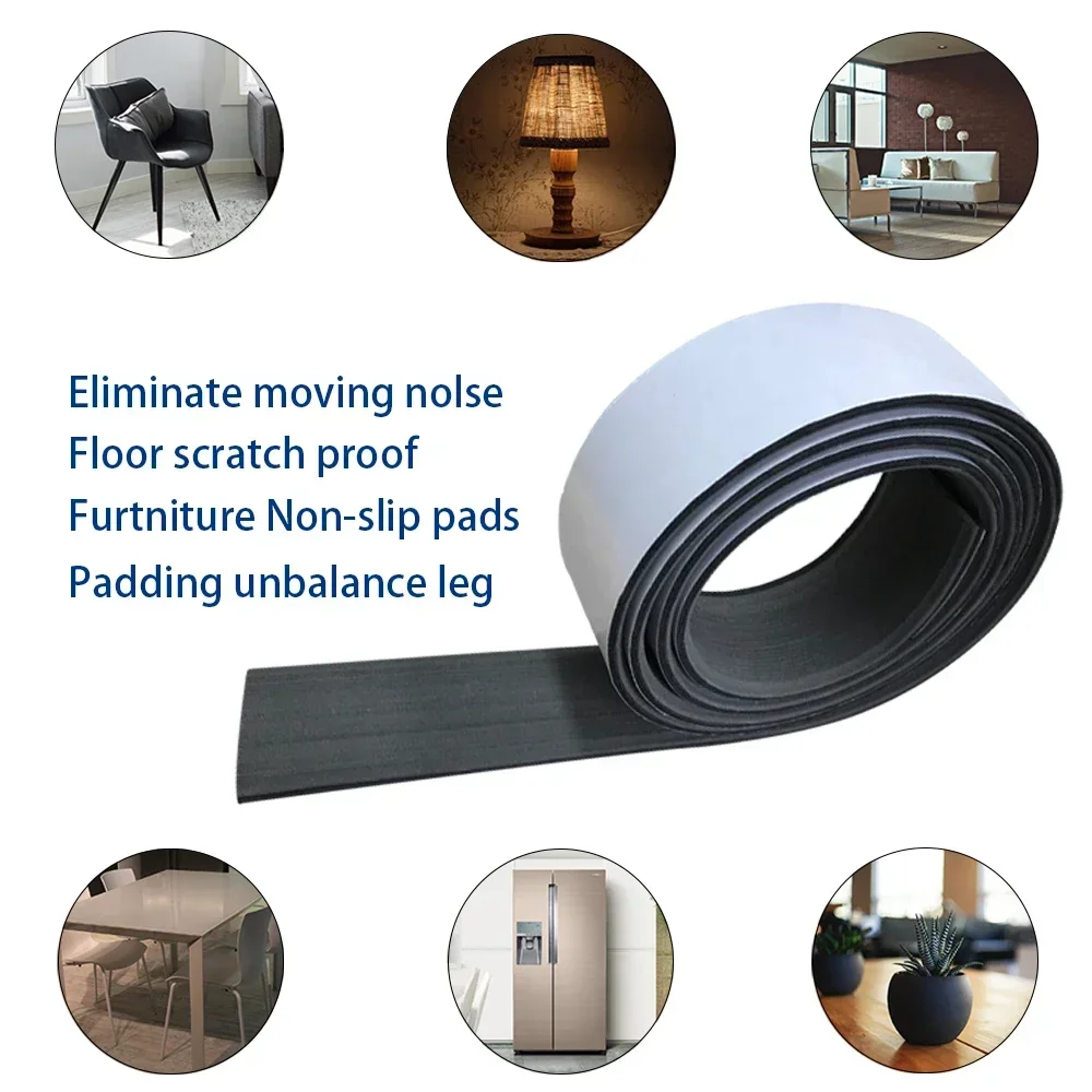 2400*55mm Non-slip Pads Felt Strips Self Adhesive Tape EVA Foam Rolls Anti Slide Stairs Hardwood Floors Protect Fill Vacancies