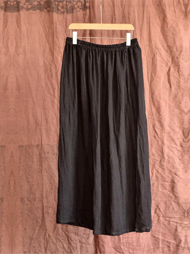 Women Linen Patchwork Skirts Ladies Loose Skirt Female 2025 Skirt Spring Autumn Summer Skirts 5