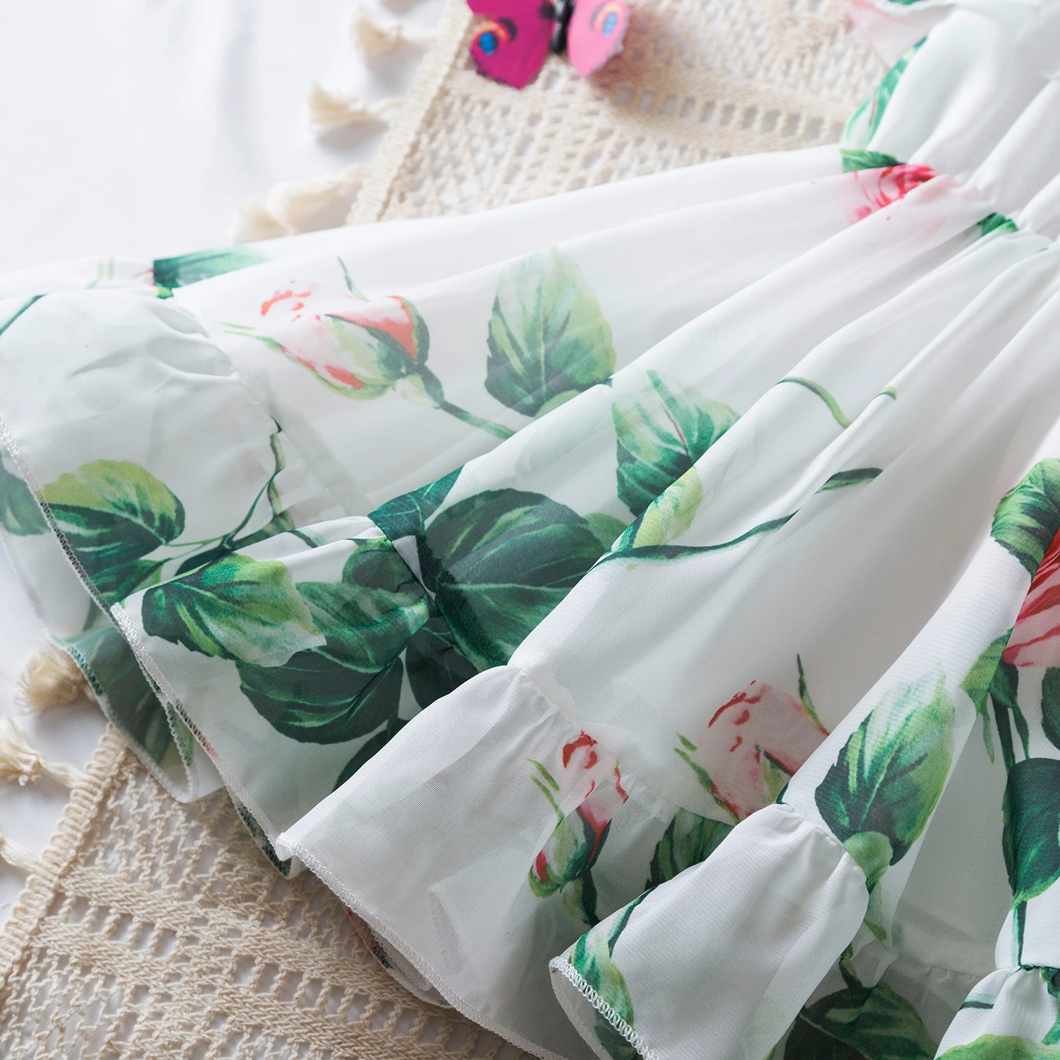 New Summer Girls' Sleeveless Dress Baby Print Flower Dress Elegant Kids Girls Holiday Casual Clothes Toddler Kids Party Dresses 5