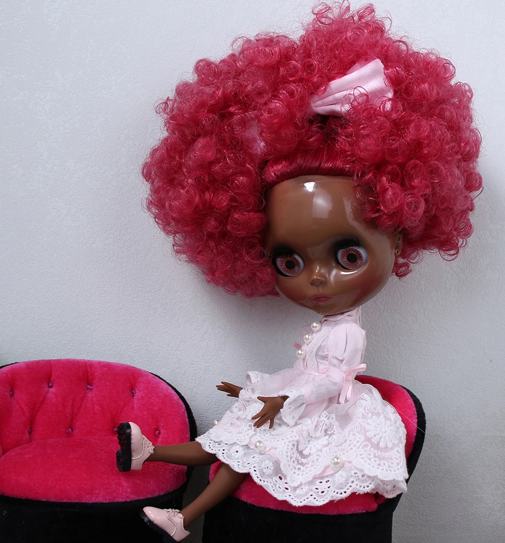 Zuri – Premium Custom Neo Blythe Doll with Pink Hair, Black Skin & Shiny Cute Face 1