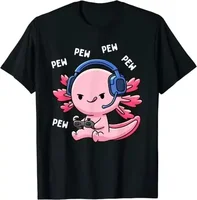 Axolotl Gaming Kids Boys Girls Kawaii Anime Video Game Pew Gamer T-Shirt Gift Cute Gamesolotl Graphic Tee Tops Teens Clothes 2