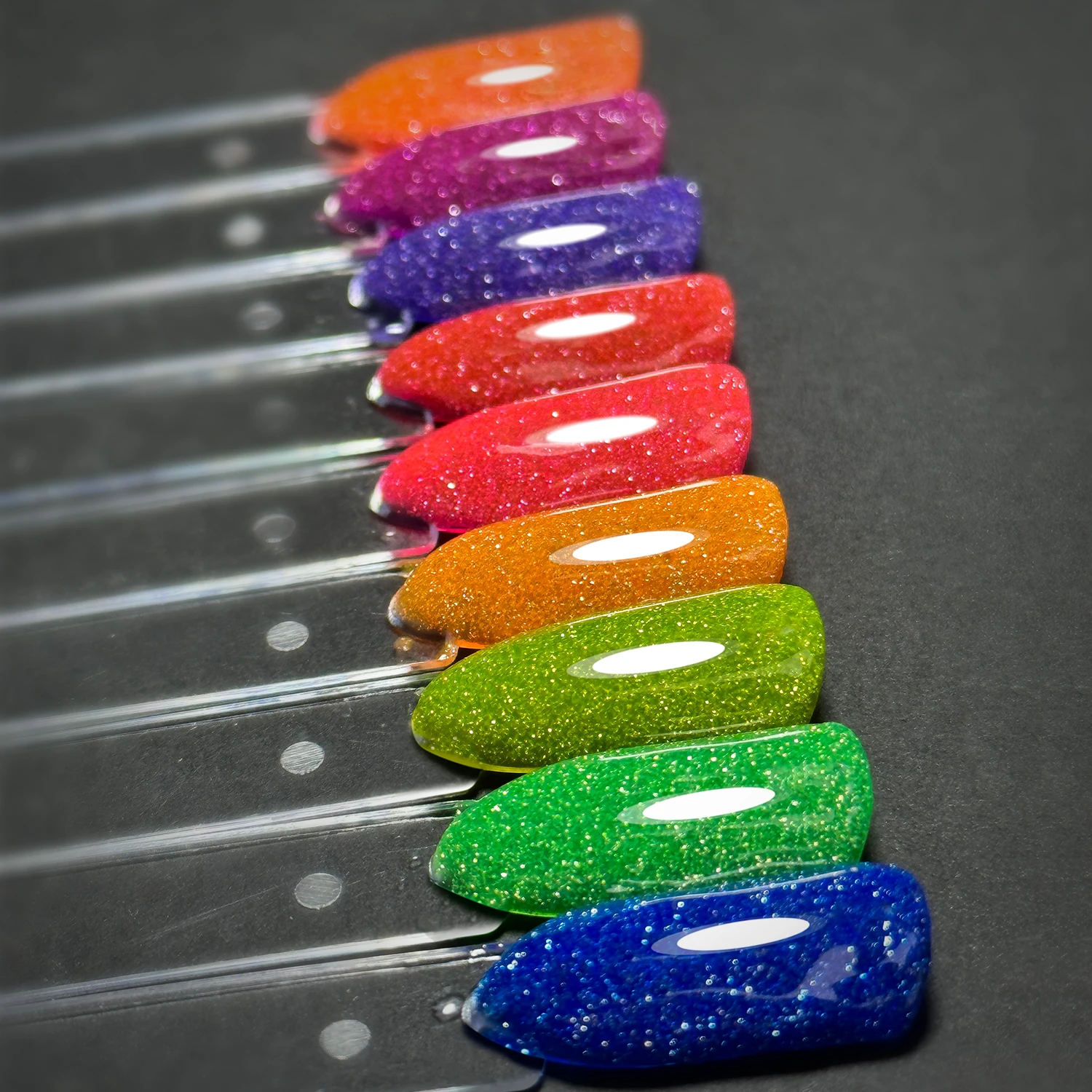 FZANEST Neon Glitter Gel Polish Glitter Pink Green Blue Gel Polish Orange Reflective Gel Nail Polish 4
