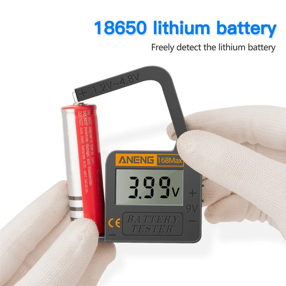 ANENG 168Max Digital Lithium Battery Tester Capacity Universal Test Checkered Load Analyzer Display Check AAA AA Button Cell 4