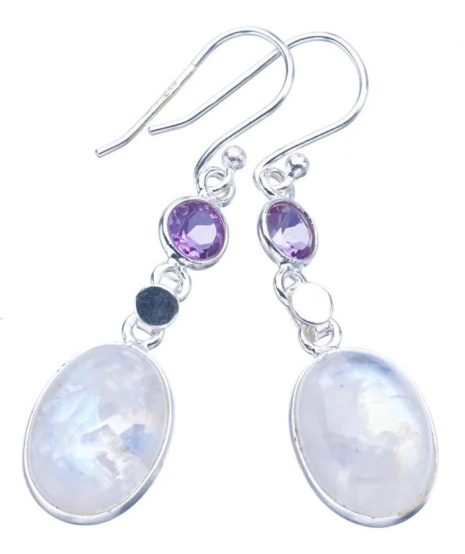 

Серьги из серебра с лунным камнем StarGems ручной работы 925 пробы 1,5 "F5900