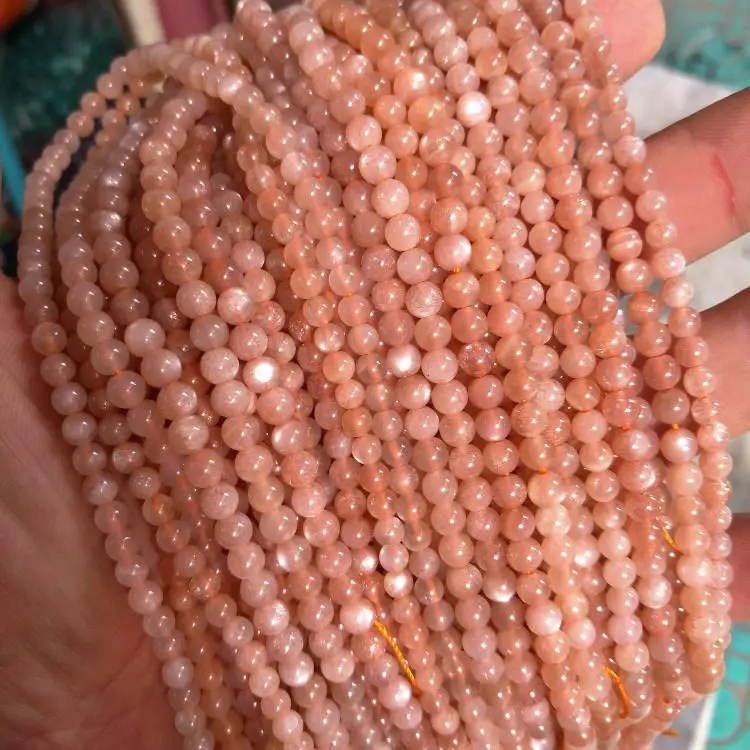 Top Grade Natural Sunstone Beads 6/8/10/12MM Round Golden Sun Stone Loose Charm Beads Orange Moonstone For DIY Jewelry Making