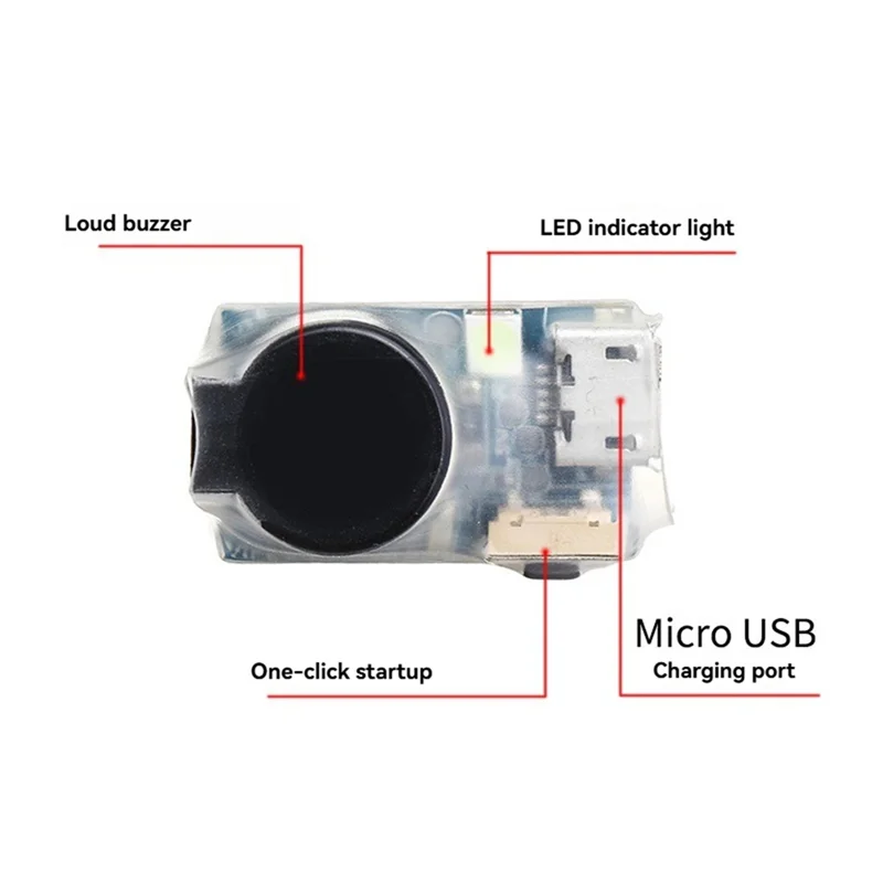 Buzzer d'alarme pour drone FPV fixé à un drone, prêt à émettre une alarme sonore en cas de perte.
