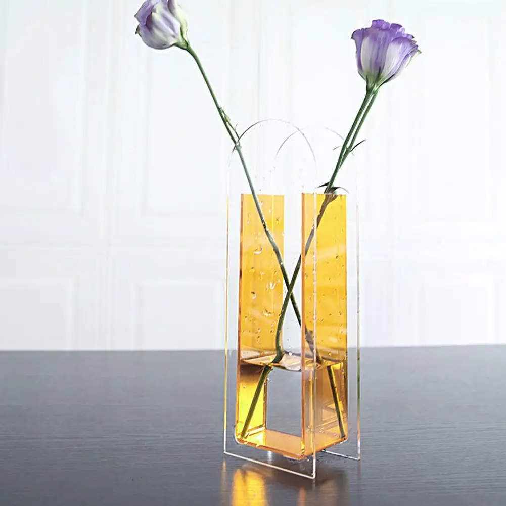 Unique Floral Container Compact Flower Pot Break Resistant Decorative Living Room Semitransparent Decorative Acrylic Vase 5
