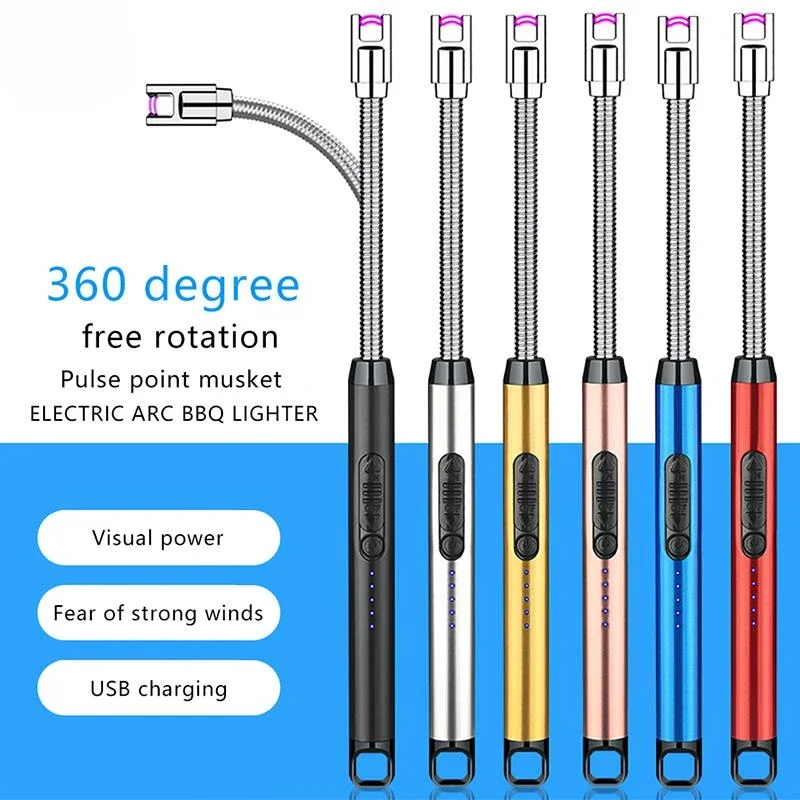 Electric Arc BBQ Lighter USB Windproof Flameless Plasma Ignition Long Kitchen Lighters Gas Lighter Candle Gas Stove