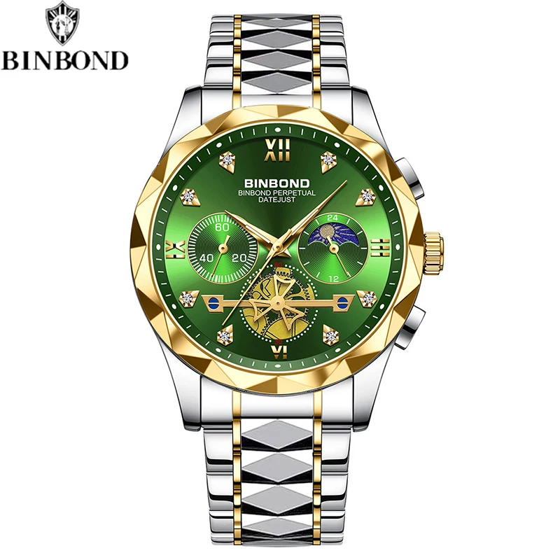 BINBOND Top Brand Business Men's Watches Classic Diamond