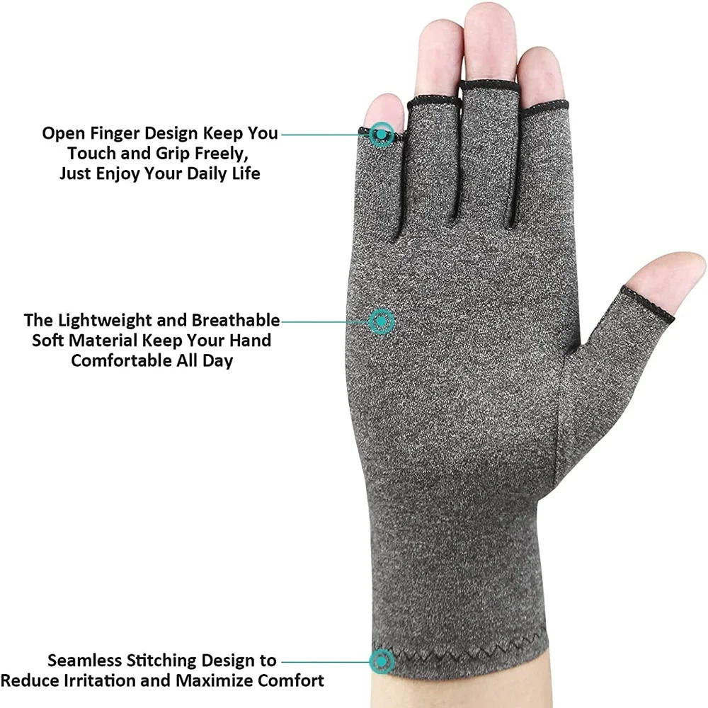 1 Pair Arthritis Compression Fingerless Gloves Relieve Muscle Pain for Women Men Typing fingerless gloves compression gloves