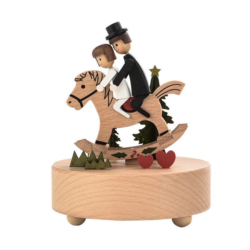 صندوق موسيقى خشبي، صندوق موسيقى دائري، هدية عيد ال...