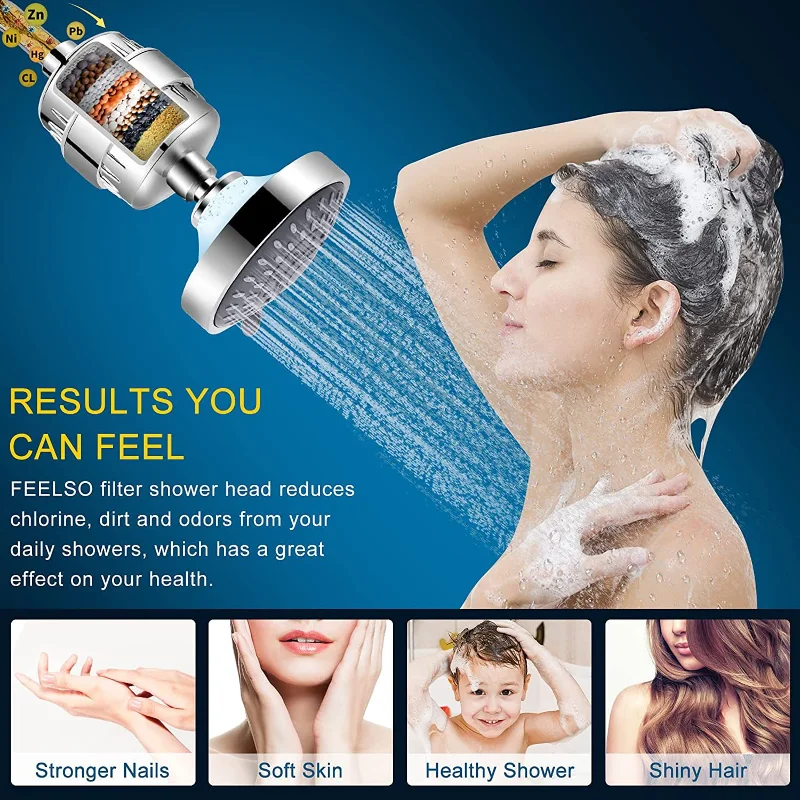 

Rain Shower Set with Filter Bathroom Shower Faucet Accessories Wall Mounted Filter Showerhead 15 Stage Filter Beauty Shower Set