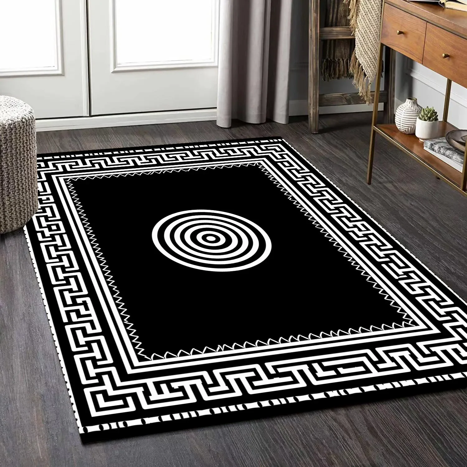 Luxury Carpet for Living Room Modern Black White Geometric Non-slip Lounge Soft Rugs Decoration Home Bedroom Floor Door Mat 4