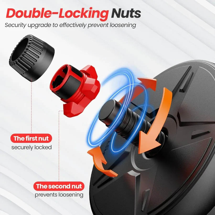 Adjustable dumbbell set,45LB(22.5LB Pair) Free Weights set with upgraded nut, 5 in 1 Weight Set Used as Kettlebells, Barbell, Pu