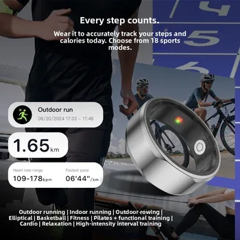 Anello Intelligente IDR01 con Controllo Gestuale, 18 Modalità Sportive, Monitoraggio Frequenza Cardiaca, Ossigeno nel Sangue, Contapassi, Temperatura Cutanea, Impermeabile 5ATM