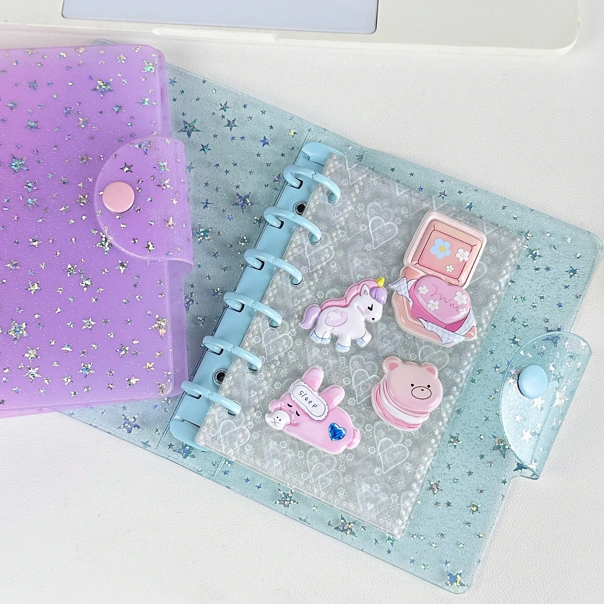 Flash Star PVC Layflat Journal Cover - DIY Binder for Photocard Collection, Diary, and Planner Stationery
