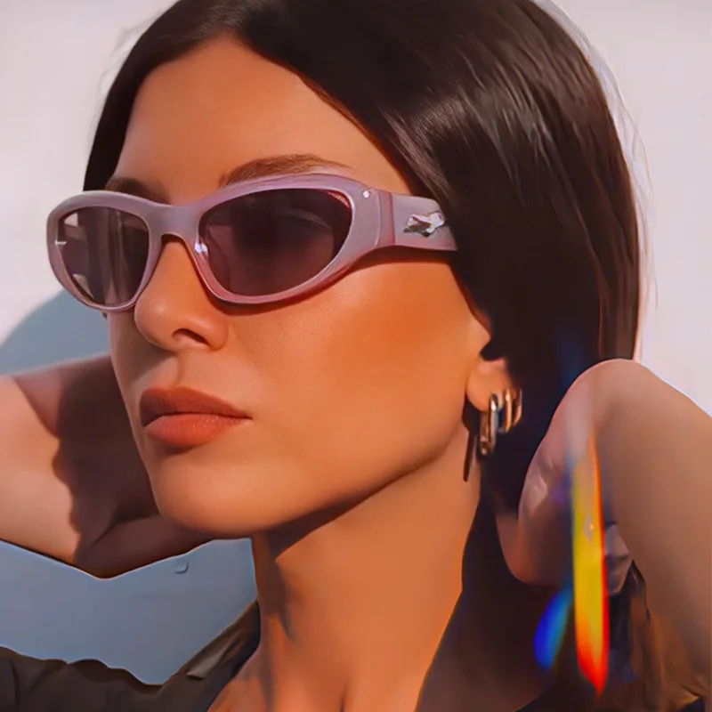

Punk Sports Cat Eye Sunglasses Women Brand Designer Y2K Sun Glasses Lady Goggle Shades UV400 Five Star Fashion Eyewear