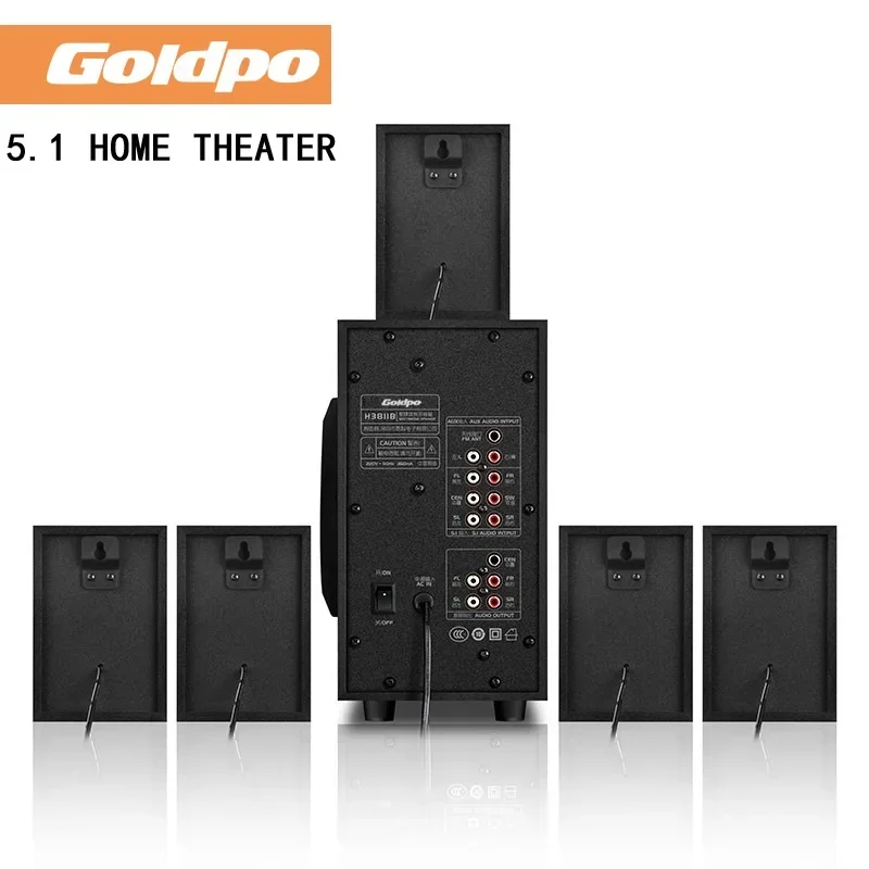 5.1 Intelligent Home Combo Theater Bluetooth Speaker Wooden Subwoofer 3D Surround Sound Memory Play FM Radio with Remote Control