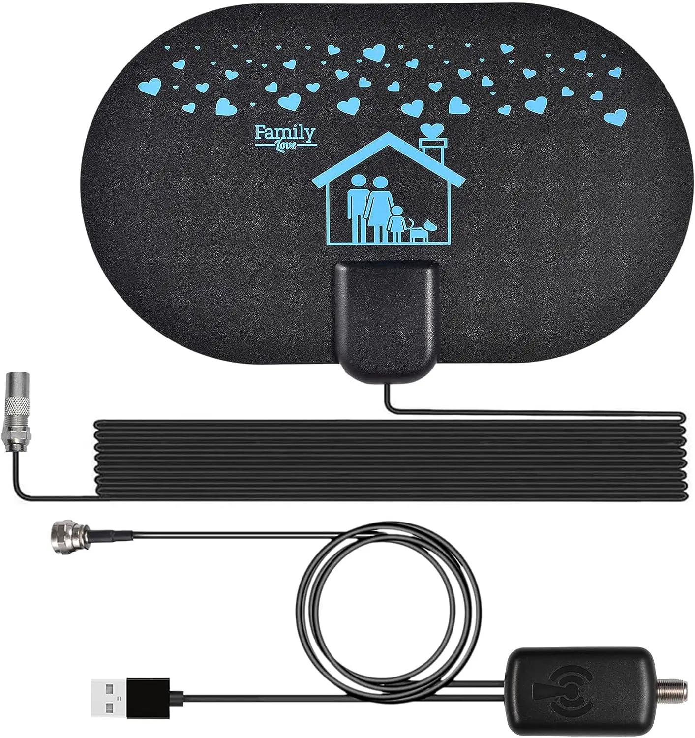 Long Range TV Antenna DVBT2 Black Antenna TV Digital HD Outdoor with