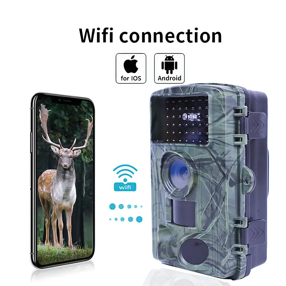 Caméra de chasse PR1600 60MP WIFI 4K vision nocturne infrarouge étanche pour piège photo animalier