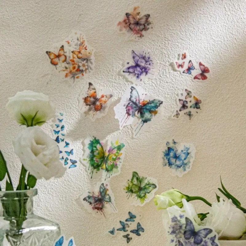 20-Piece Butterfly & Flower Collage Stickers Set - Handmade Craft Supplies for Scrapbooking & Journaling