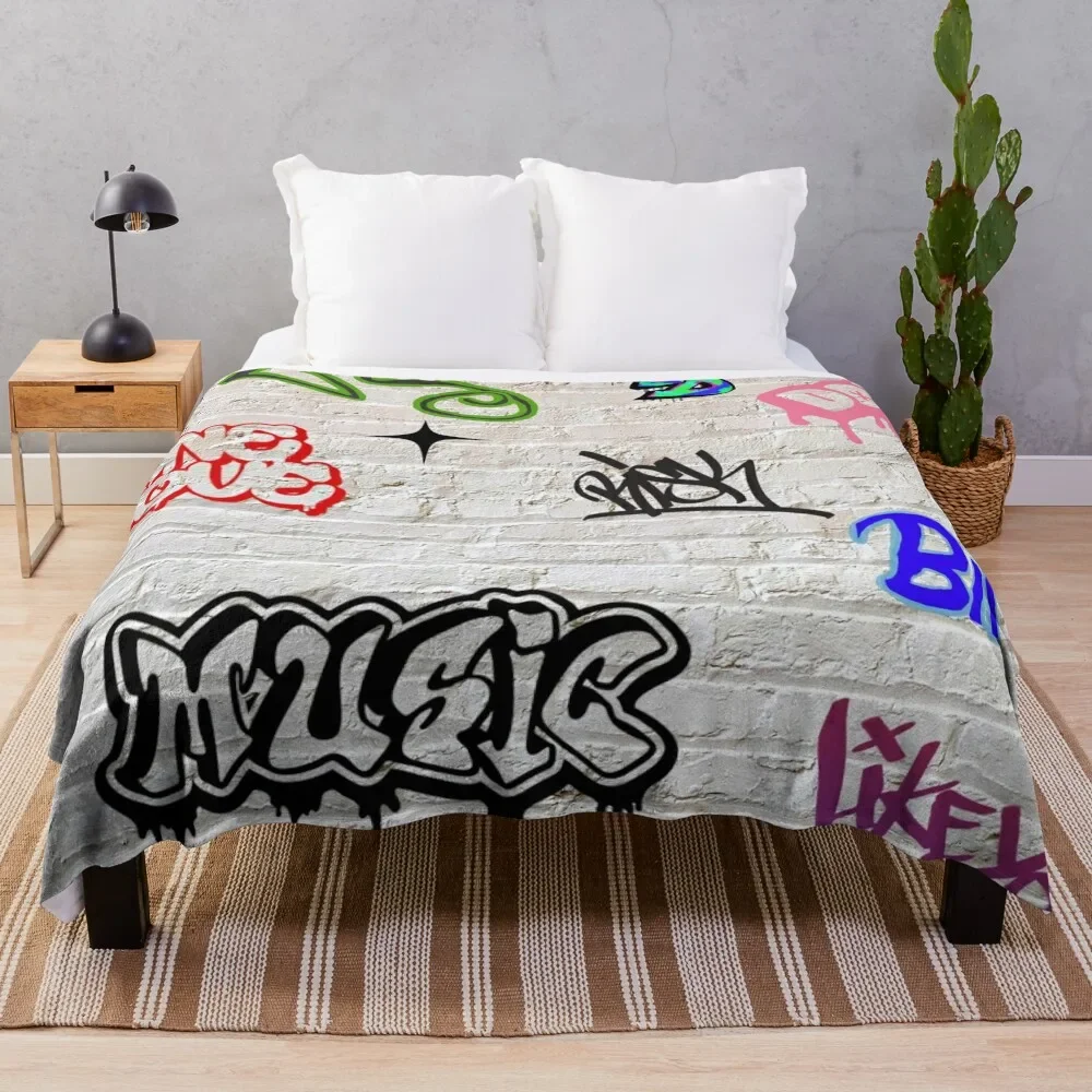 

Graffiti Throw Blanket warm winter Vintage heavy to sleep Blankets