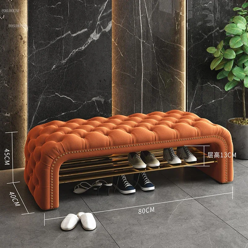 

Nordic Long Stools Home Furniture Bedroom Bed End Stool Simple Storage Ottomans Luxury Sofa Footstool Door Shoe Changing Stools